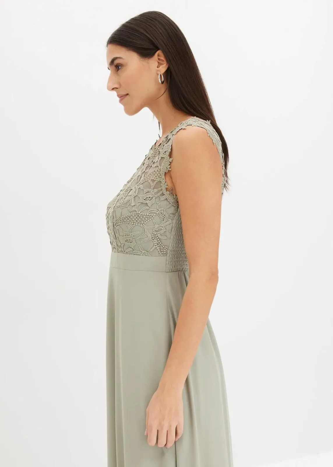 bonprix Kleider|Festliche Mode^Maxikleid mit Spitze seegras