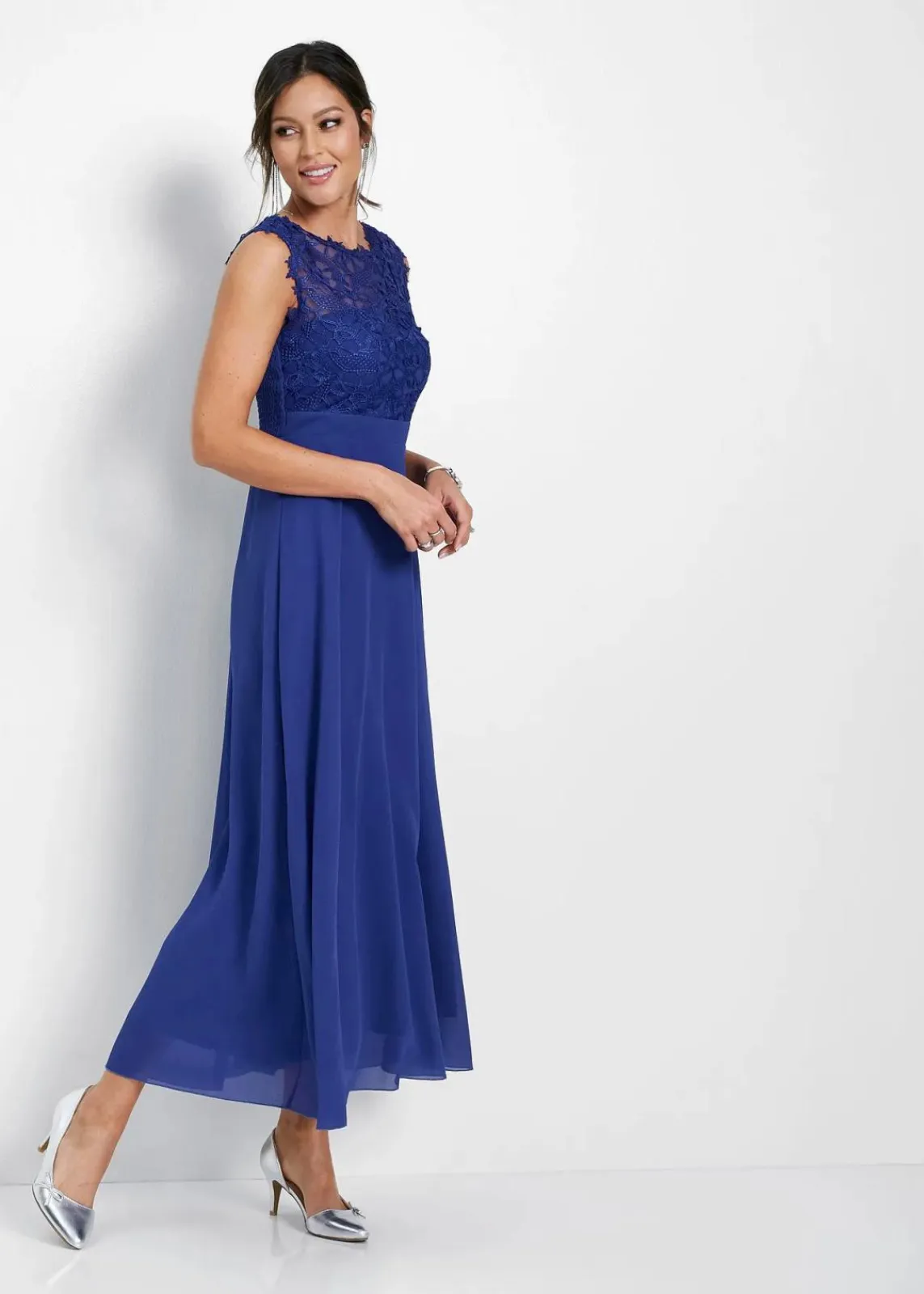 bonprix Kleider|Festliche Mode^Maxikleid mit Spitze saphirblau