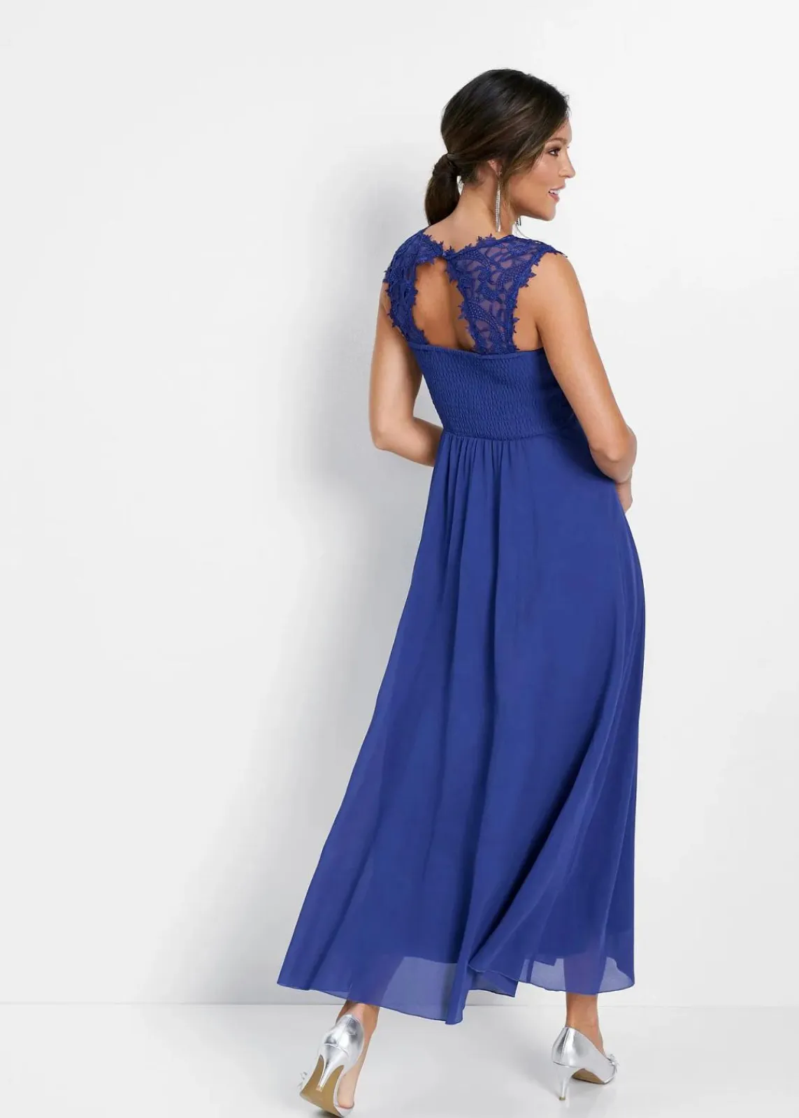 bonprix Kleider|Festliche Mode^Maxikleid mit Spitze saphirblau