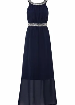 bonprix Festliche Mode|Nachhaltigere Materialien^Maxikleid mit Strassstein-Applikation dunkelblau