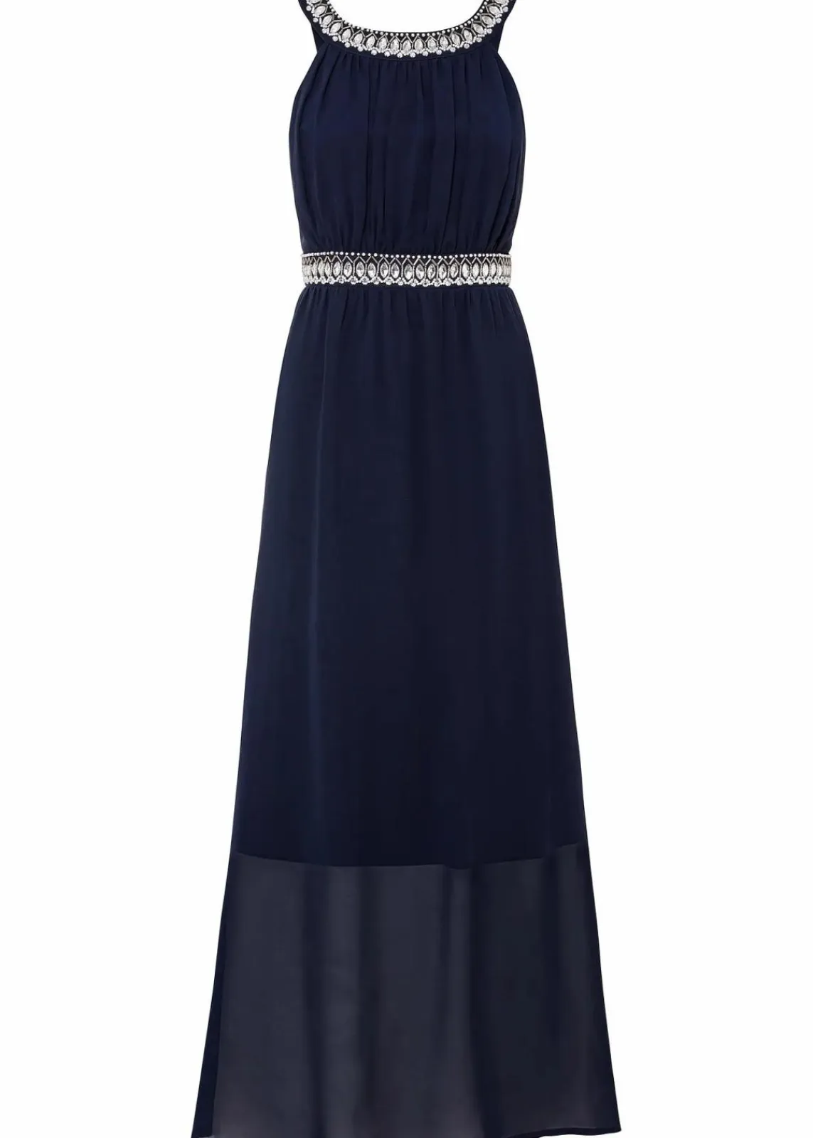 bonprix Festliche Mode|Nachhaltigere Materialien^Maxikleid mit Strassstein-Applikation dunkelblau