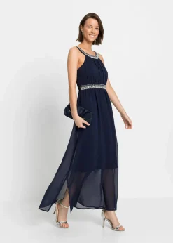 bonprix Festliche Mode|Nachhaltigere Materialien^Maxikleid mit Strassstein-Applikation dunkelblau