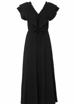 bonprix Kleider^Maxikleid mit Volant schwarz
