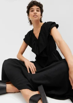 bonprix Kleider^Maxikleid mit Volant schwarz