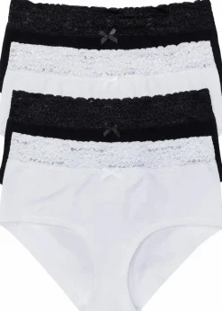 bonprix Höschen|Baumwollunterwäsche^Maxipanty (4er Pack) schwarz + weiß