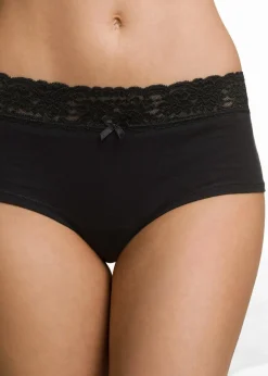 bonprix Höschen|Baumwollunterwäsche^Maxipanty (4er Pack) schwarz + weiß