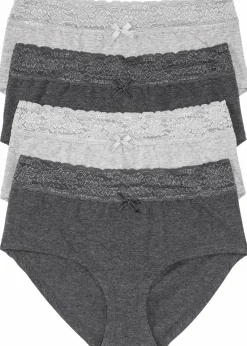 bonprix Wäsche·Basics|Wäsche·Baumwollunterwäsche^Maxipanty (4er Pack) anthrazit + hellgrau meliert