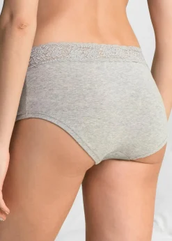bonprix Wäsche·Basics|Wäsche·Baumwollunterwäsche^Maxipanty (4er Pack) anthrazit + hellgrau meliert