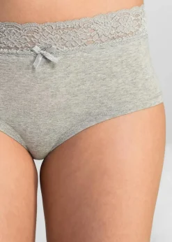 bonprix Wäsche·Basics|Wäsche·Baumwollunterwäsche^Maxipanty (4er Pack) anthrazit + hellgrau meliert
