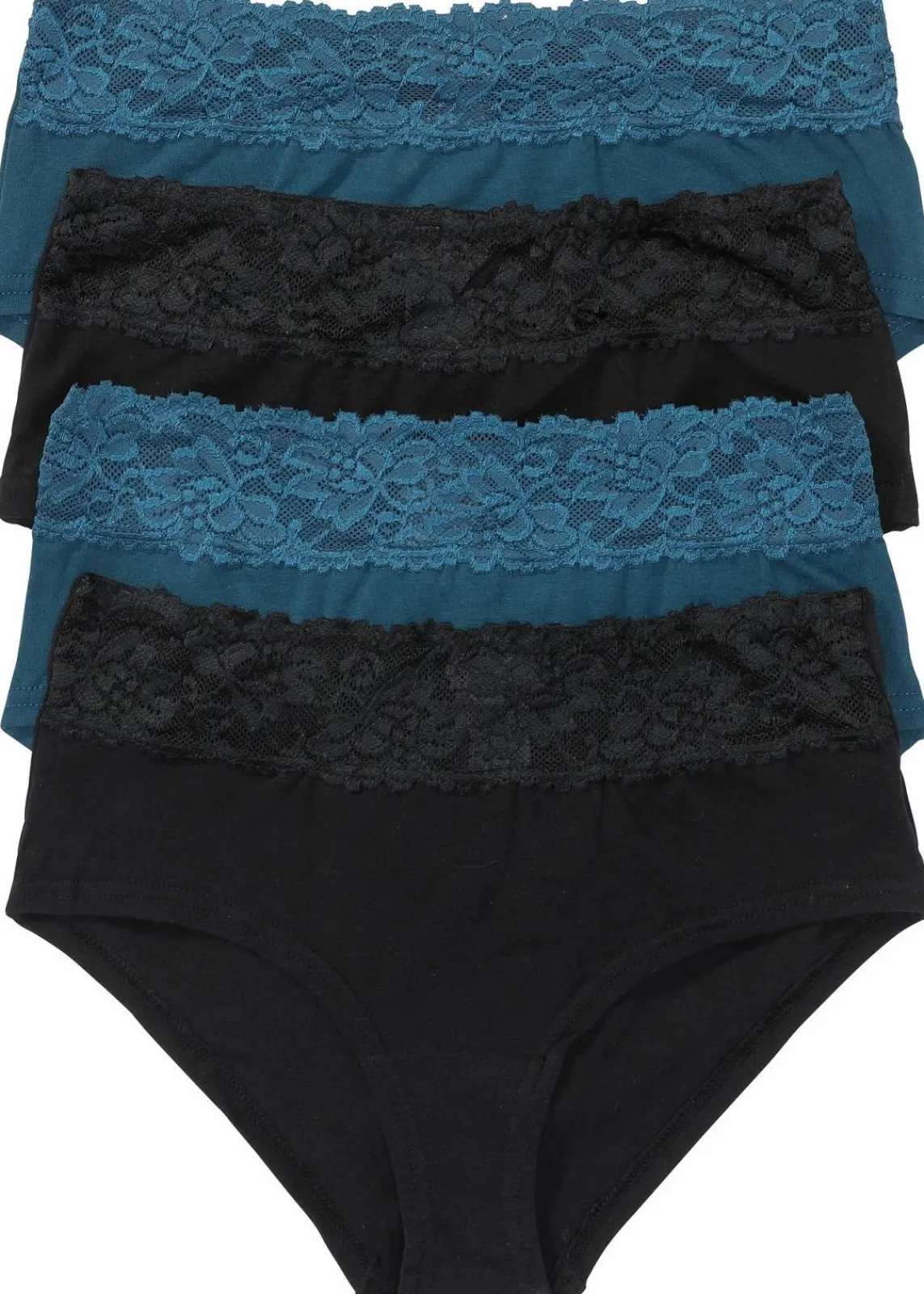 bonprix Wäsche·Baumwollunterwäsche|Wäsche·Höschen^Maxipanty (4er Pack) schwarz+ blaupetrol