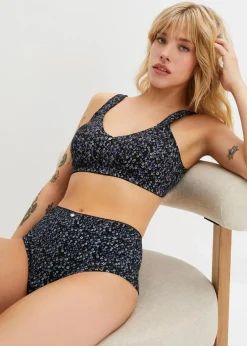 bonprix Wäsche·Baumwollunterwäsche|Wäsche·Höschen^Maxipanty (4er Pack) schwarz + schwarz bedruckt