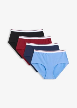 bonprix Wäsche·Baumwollunterwäsche|Wäsche·Höschen^Maxipanty (4er Pack) schwarz + blau + rot + dunkelblau