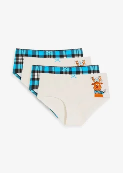 bonprix Wäsche·Baumwollunterwäsche|Wäsche·Höschen^Maxipanty mit Baumwolle (4er Pack) ecru bedruckt + blau kariert