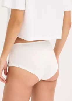 bonprix Wäsche·Baumwollunterwäsche|Wäsche·Höschen^Maxipanty mit Baumwolle (4er Pack) ecru bedruckt + blau kariert
