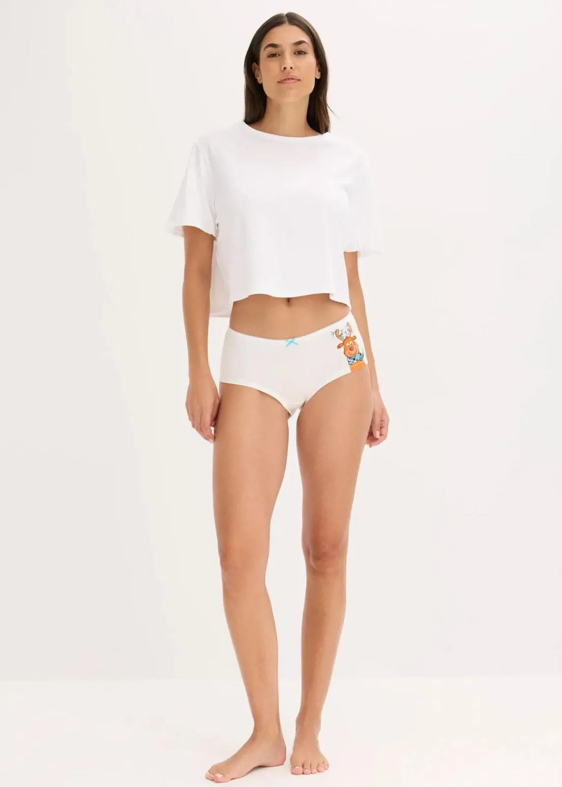bonprix Wäsche·Baumwollunterwäsche|Wäsche·Höschen^Maxipanty mit Baumwolle (4er Pack) ecru bedruckt + blau kariert