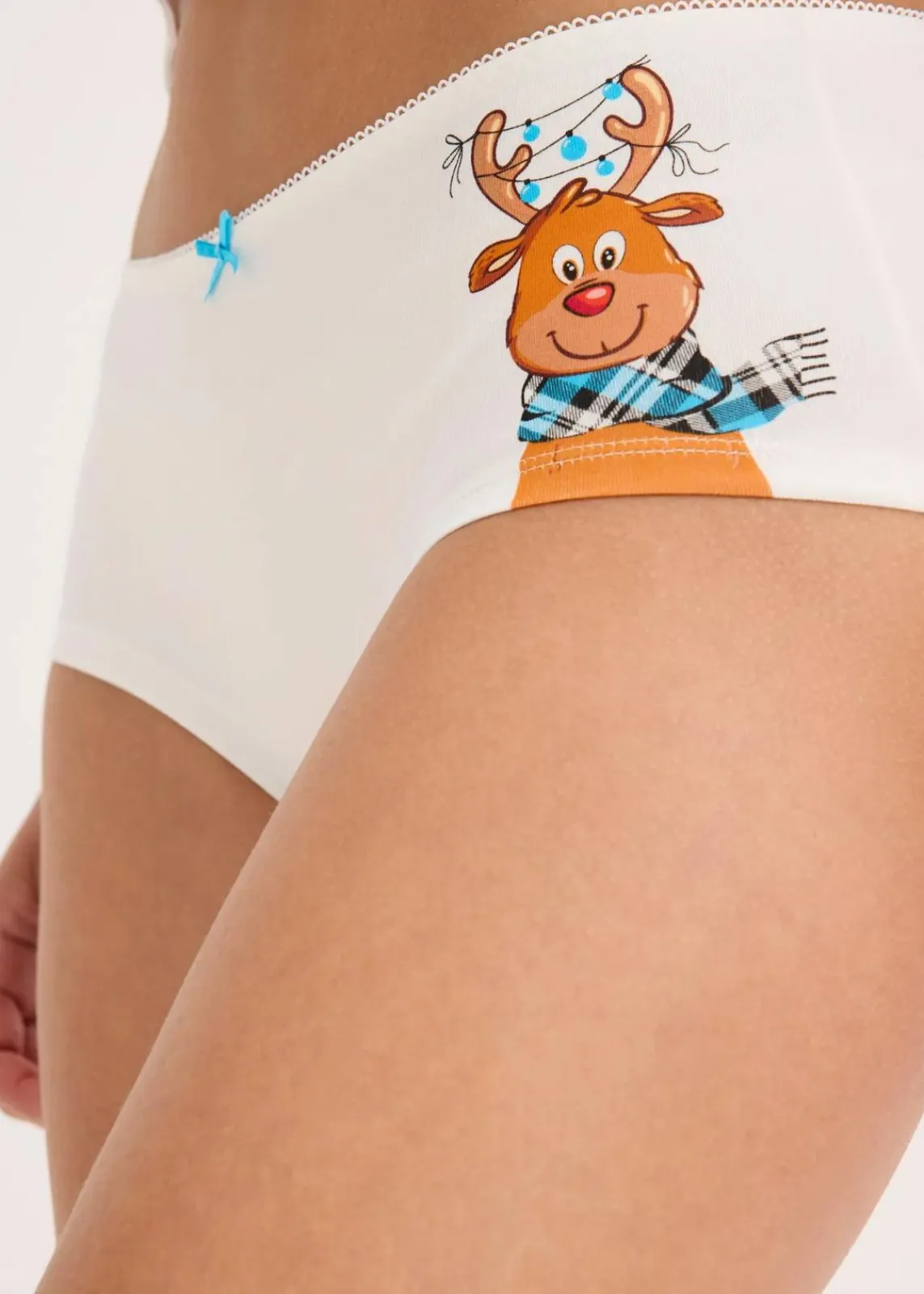 bonprix Wäsche·Baumwollunterwäsche|Wäsche·Höschen^Maxipanty mit Baumwolle (4er Pack) ecru bedruckt + blau kariert