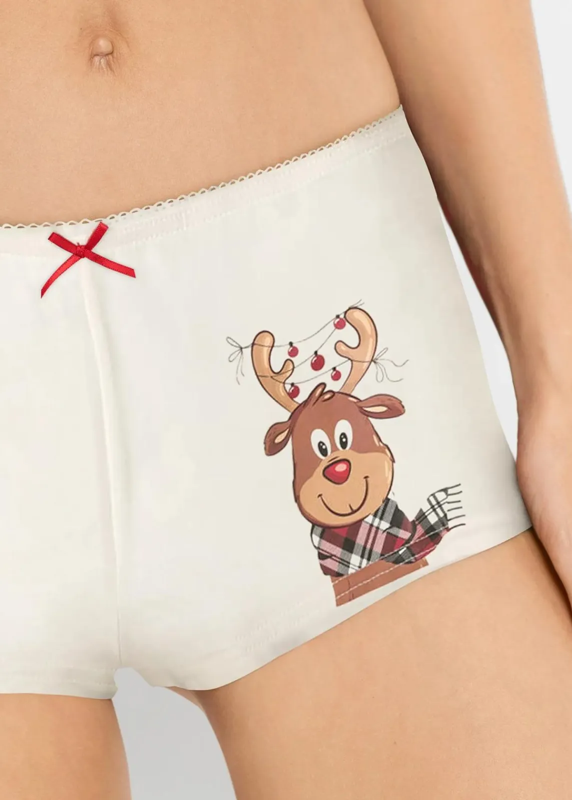 bonprix Wäsche·Baumwollunterwäsche|Wäsche·Höschen^Maxipanty mit Baumwolle (4er Pack) ecru bedruckt + rot kariert