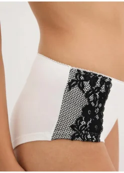 bonprix Wäsche·Höschen|Nachhaltigere Materialien^Maxipanty mit Bio-Baumwolle (4er Pack) schwarz + wollweiß