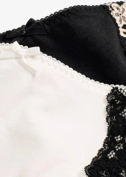 bonprix Wäsche·Höschen|Nachhaltigere Materialien^Maxipanty mit Bio-Baumwolle (4er Pack) schwarz + wollweiß