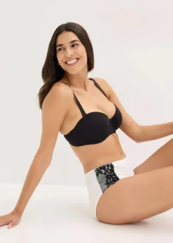 bonprix Wäsche·Höschen|Nachhaltigere Materialien^Maxipanty mit Bio-Baumwolle (4er Pack) schwarz + wollweiß