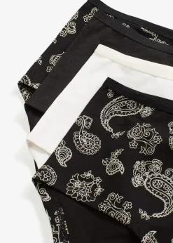 bonprix Wäsche·Baumwollunterwäsche|Nachhaltigere Materialien^Maxipanty mit Bio-Baumwolle (4er Pack) schwarz + wollweiß+ schwarz-bedruckt