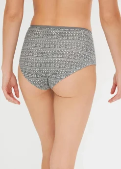 bonprix Nachhaltigere Materialien|Höschen^Maxipanty mit Bio-Baumwolle (4er Pack) grau meliert/ weiß gemustert + grau meliert