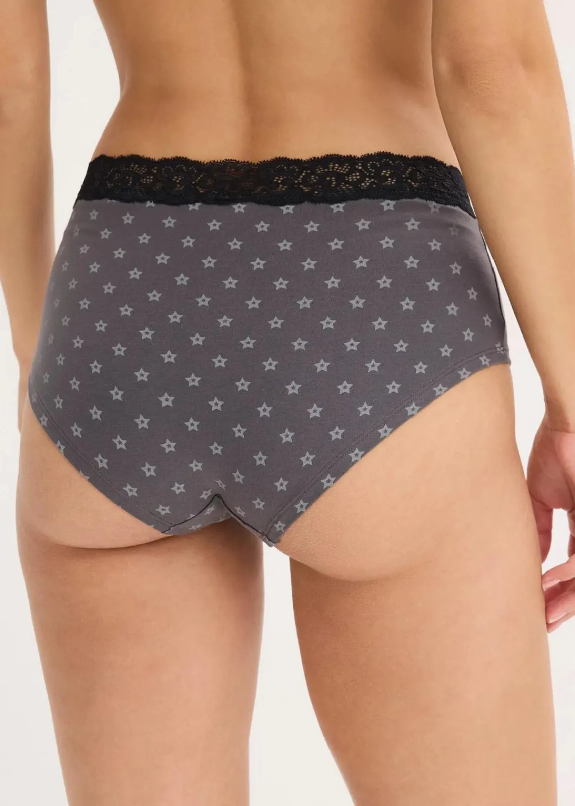 bonprix Wäsche·Baumwollunterwäsche|Wäsche·Höschen^Maxipanty mit Spitze mit Bio-Baumwolle (4er Pack) schwarz-gemustert