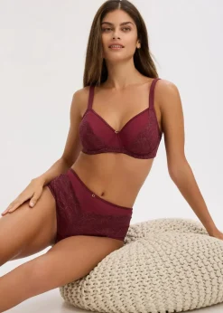 bonprix Wäsche·Höschen|Nachhaltigere Materialien^Maxipanty mit zarter Spitze beere