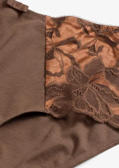 bonprix Wäsche·Dessous|Wäsche·Höschen^Maxipanty mit zarter Spitze lehmbraun/schokosorbet