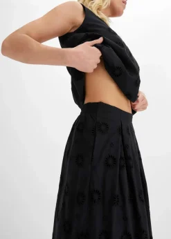 bonprix Bekleidung·Sportbekleidung|Röcke^Maxirock aus Bio-Baumwolle mit Lochstickerei schwarz