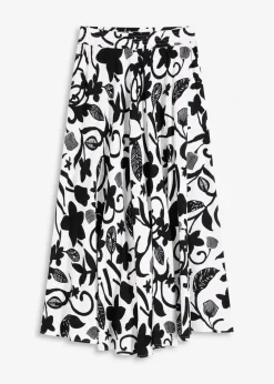 bonprix Nachhaltigere Materialien|Röcke^Maxirock aus fließender Viskose wollweiß/schwarz floral