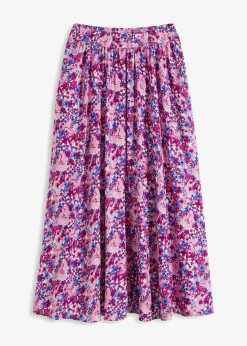 bonprix Bekleidung·Sportbekleidung|Röcke^Maxirock aus reiner Viskose tiefviolett/fuchsiapink floral