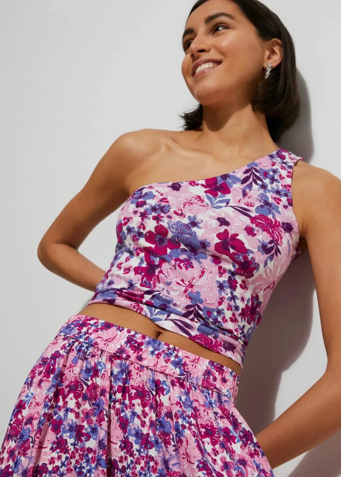 bonprix Bekleidung·Sportbekleidung|Röcke^Maxirock aus reiner Viskose tiefviolett/fuchsiapink floral