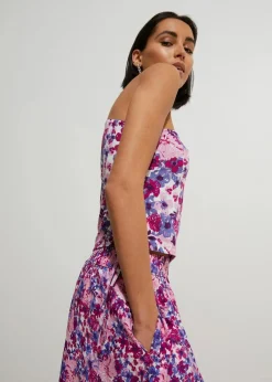 bonprix Bekleidung·Sportbekleidung|Röcke^Maxirock aus reiner Viskose tiefviolett/fuchsiapink floral