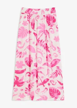 bonprix Bekleidung·Sportbekleidung|Röcke^Maxirock aus strukturierter Viskose weiß/fuchsia floral