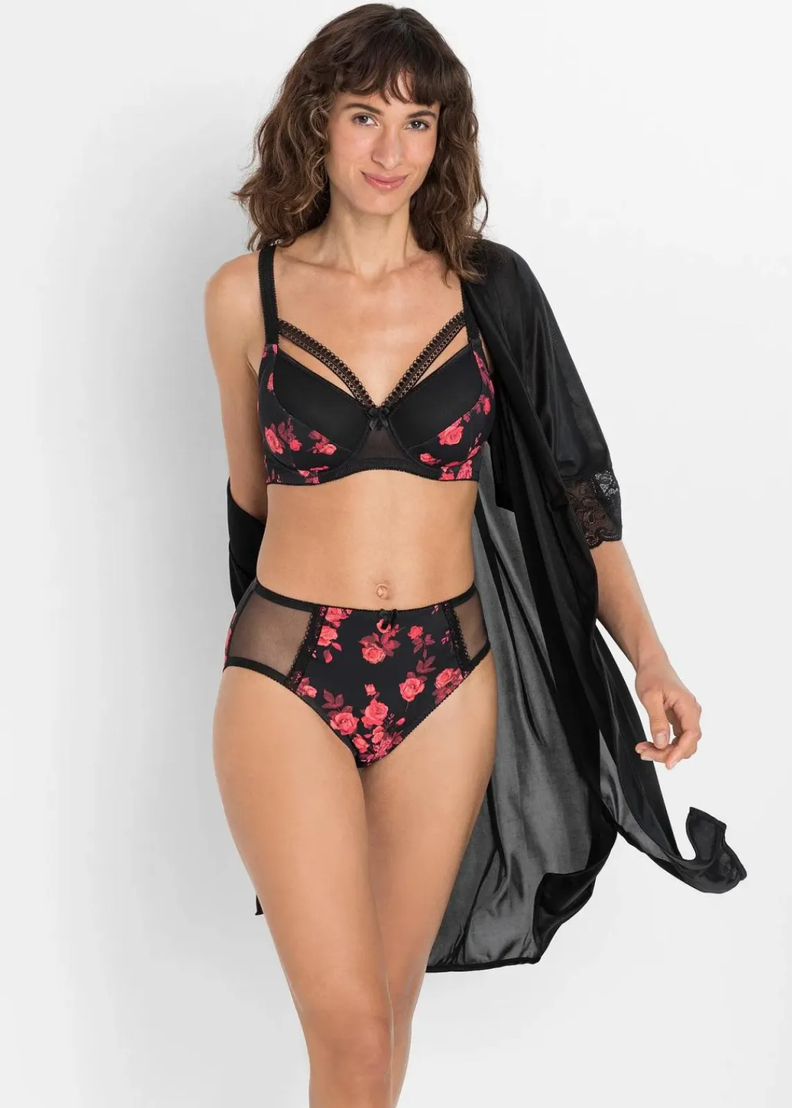 bonprix Wäsche·Dessous|Wäsche·Höschen^Maxislip schwarz geblümt