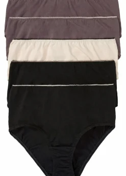 bonprix Höschen|Baumwollunterwäsche^Maxislip (5er Pack) schwarz + rauchbeere + sandbeige