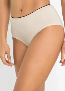 bonprix Höschen|Baumwollunterwäsche^Maxislip (5er Pack) schwarz + rauchbeere + sandbeige