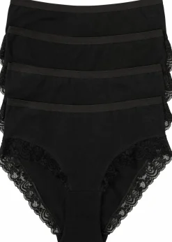 bonprix Wäsche·Höschen|Wäsche·Baumwollunterwäsche^Maxislip (4er Pack) schwarz
