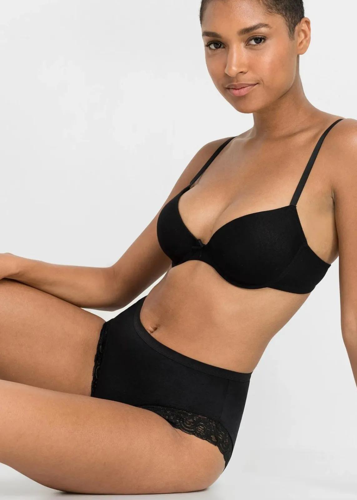 bonprix Wäsche·Höschen|Wäsche·Baumwollunterwäsche^Maxislip (4er Pack) schwarz