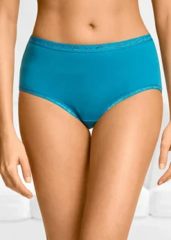 bonprix Höschen|Baumwollunterwäsche^Maxislip (5er Pack) blau + hellpink + türkis