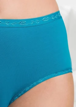bonprix Höschen|Baumwollunterwäsche^Maxislip (5er Pack) blau + hellpink + türkis