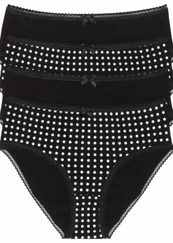 bonprix Wäsche·Baumwollunterwäsche|Wäsche·Höschen^Maxislip (4er Pack) schwarz + weiß