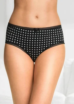 bonprix Wäsche·Baumwollunterwäsche|Wäsche·Höschen^Maxislip (4er Pack) schwarz + weiß