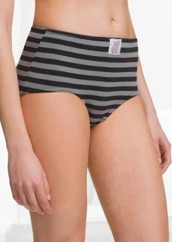 bonprix Wäsche·Baumwollunterwäsche|Wäsche·Höschen^Maxislip (4er Pack) rot + petrol + beere + schwarz gestreift