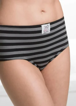 bonprix Wäsche·Baumwollunterwäsche|Wäsche·Höschen^Maxislip (4er Pack) rot + petrol + beere + schwarz gestreift