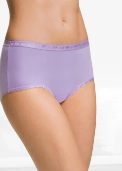 bonprix Wäsche·Basics|Wäsche·Baumwollunterwäsche^Maxislip (5er Pack) schwarz + flieder + türkis