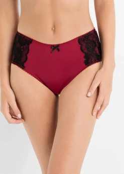 bonprix Wäsche·Höschen|Höschen^Maxislip Microfaser (3er Pack) schwarz + abendrot