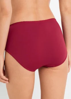bonprix Wäsche·Höschen|Höschen^Maxislip Microfaser (3er Pack) schwarz + abendrot