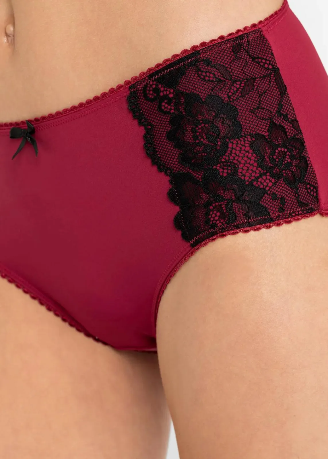 bonprix Wäsche·Höschen|Höschen^Maxislip Microfaser (3er Pack) schwarz + abendrot